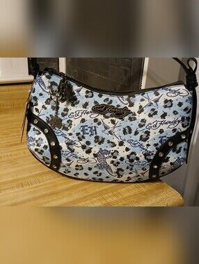Ed Hardy NWT Blue Leopard Shoulder Bag